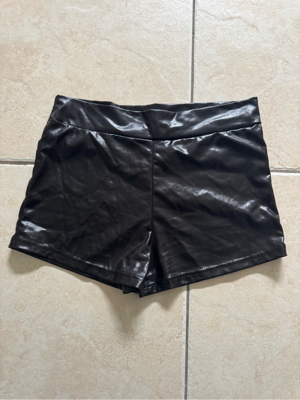 Spirit High-Waist Black Faux Leather Shorts